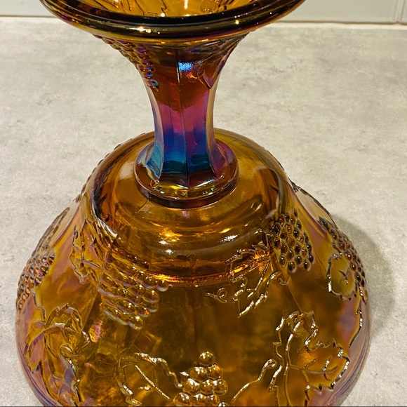 Carnival glass marigold centrepiece glass vase - Picture 6 of 9